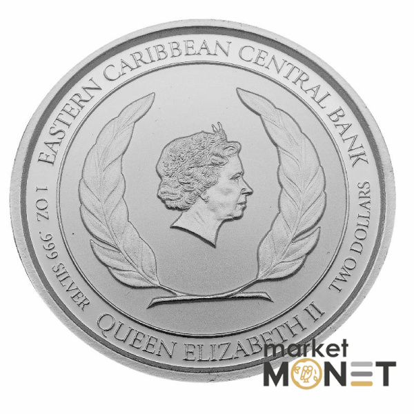 Срібна монета 2 долари 2021 Домініка 999 1 Oz Герб Гренади