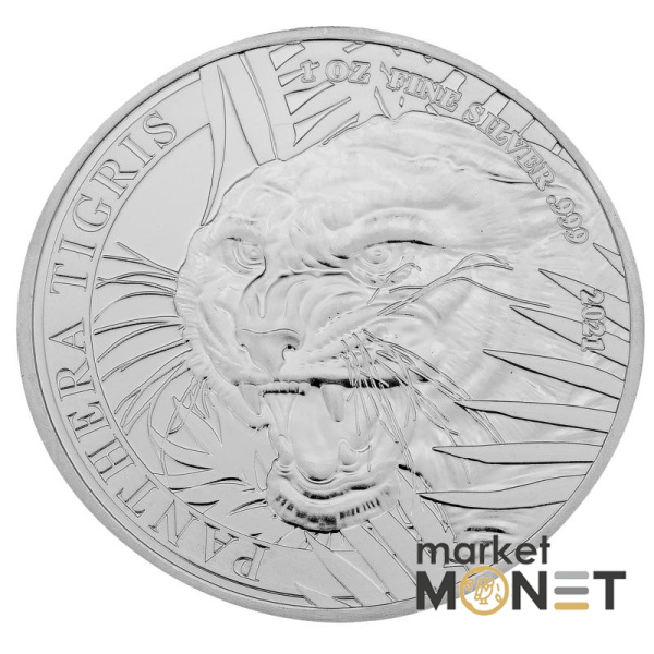 Срібна монета 500 кіп 2021 Лаос 999 1 Oz Лаоський тигр
