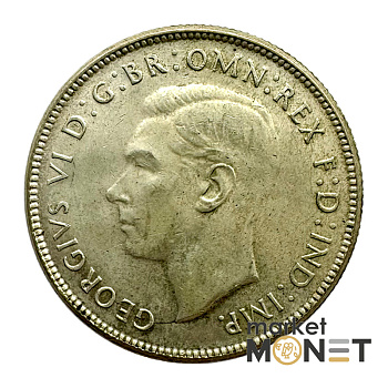 Срібна монета 1 флорін 1946 року Австралія 500 Король Георг VI 