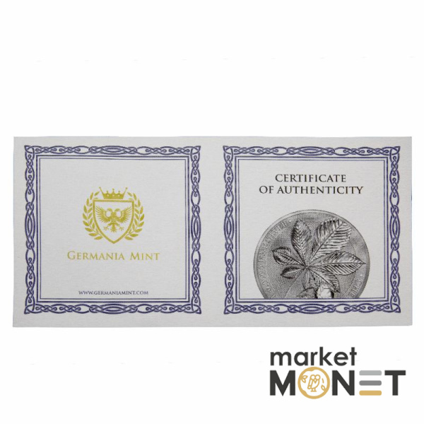 Срібна монета 5 марок 2021 Німеччина 999 1 Oz Каштан