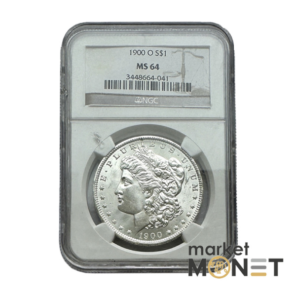 Срібна монета 1 долар 1900 США 900 долар Моргана, монетний двір "О" - Новий Орлеан (Луїзіана),в слабі MS 64