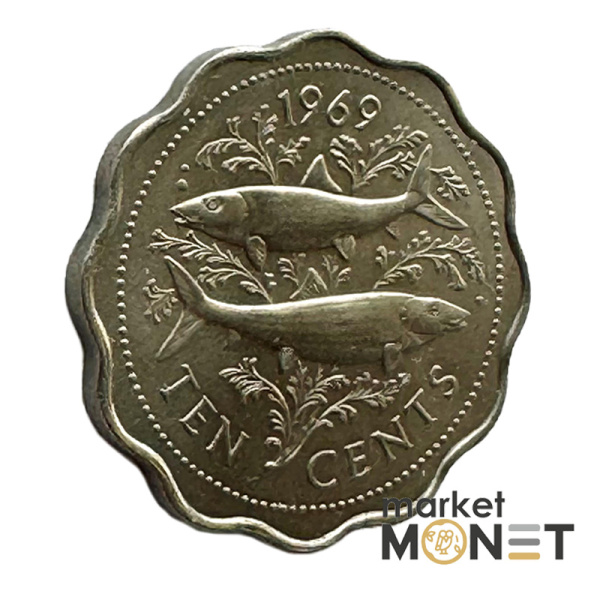 Монета 10 центів 1969 року Багамські острови Королева Єлизавета II (2)