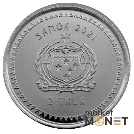 Срібна монета 2 тала 2021 Самоа 999 1 Oz Тихоокеанська Русалка