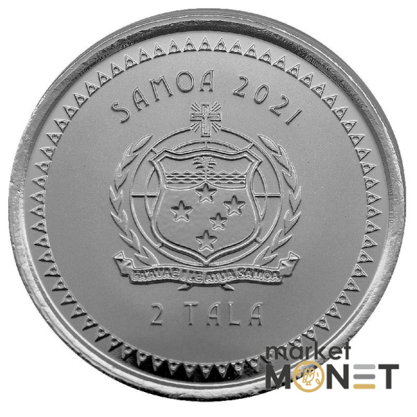 Срібна монета 2 тала 2021 Самоа 999 1 Oz Тихоокеанська Русалка