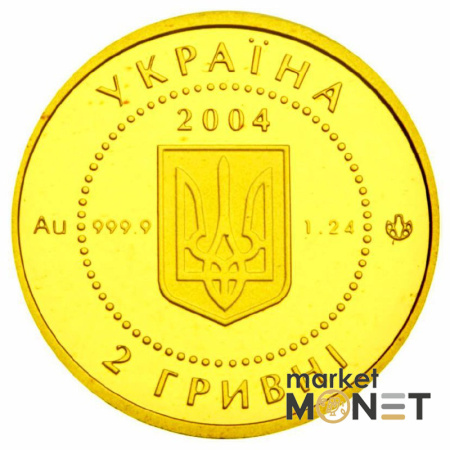 Золота монета 2 грн "Лелека" 2004 р. Україна
