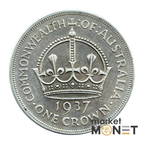 Срібна монета 1 крона 1937 рік Австралія 925 №2