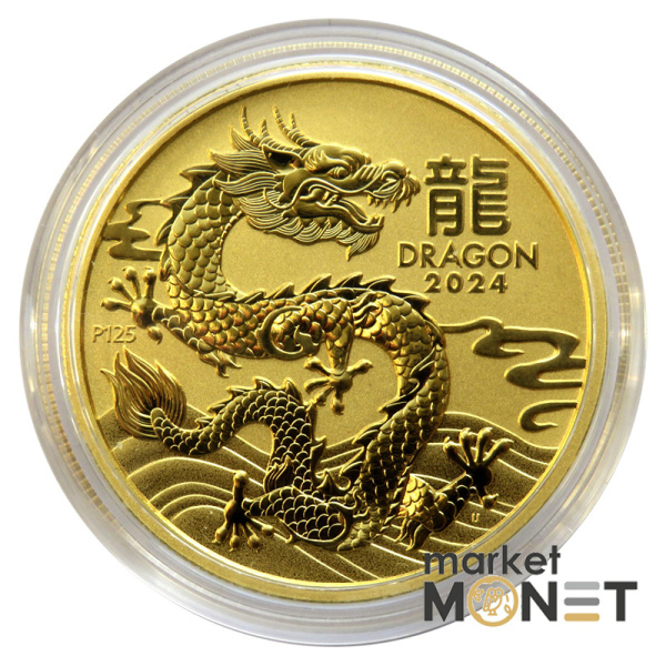 Золота монета 100 доларів 2024 Австралія 999 1oz  Лунар ІІІ - Рік Дракона Золота монета 100 доларів 2024 Австралія 999 1oz  Лунар ІІІ - Рік Дракона