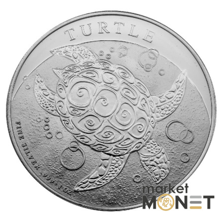 Срібна монета 2 долари 2021 Ніуе 999 1 Oz Черепаха яструб