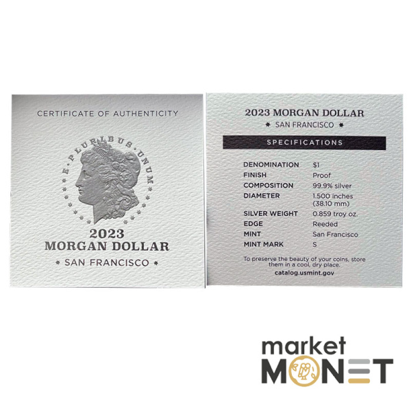 Срібна монета 1 долар 2023 рік, США. Morgan Silver Dollar 2023