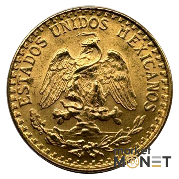 Золота монета 2 песо 1945 р. Мексика 900 1,67 г.