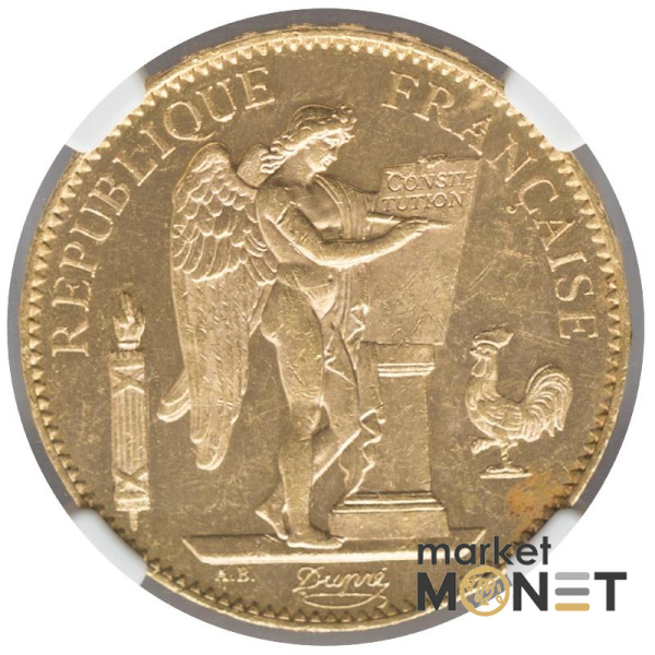 Золота монета 100 франків 1903 A  Франція в слабі MS 60 Золота монета 100 франків 1903 A  Франція в слабі MS 60