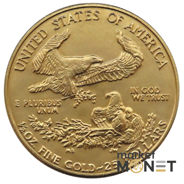 Золота монета 1/2 oz Американський Орел 25 доларів 1986 США Золота монета 1/2 oz Американський Орел 25 доларів 1986 США