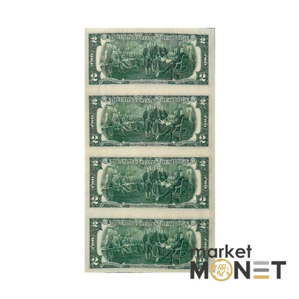 Нерозрізані банкноти 2 долари 2013, 4 шт