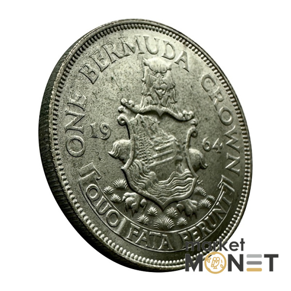 Срібна монета 1 крона 1964 Бермудські Острови 500 Королева Єлизавета II (№4)