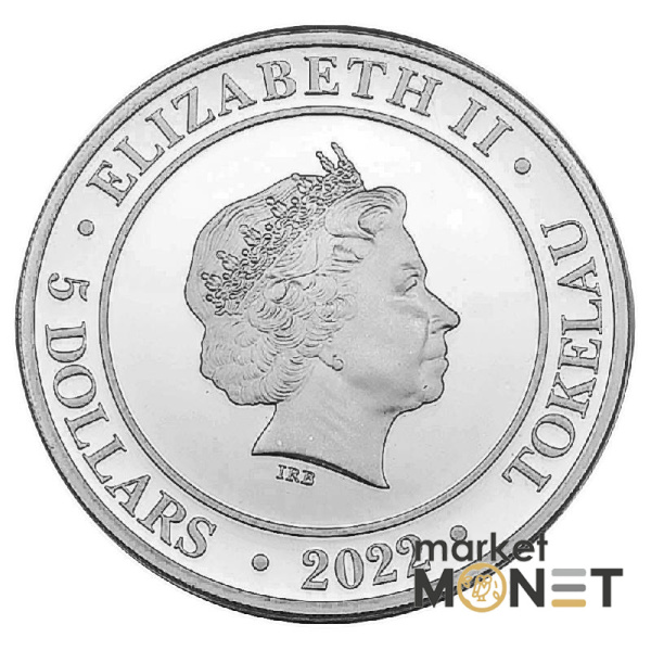 Срібна монета 5 доларів 2022 Токелау 999 1 Oz Богиня Європа