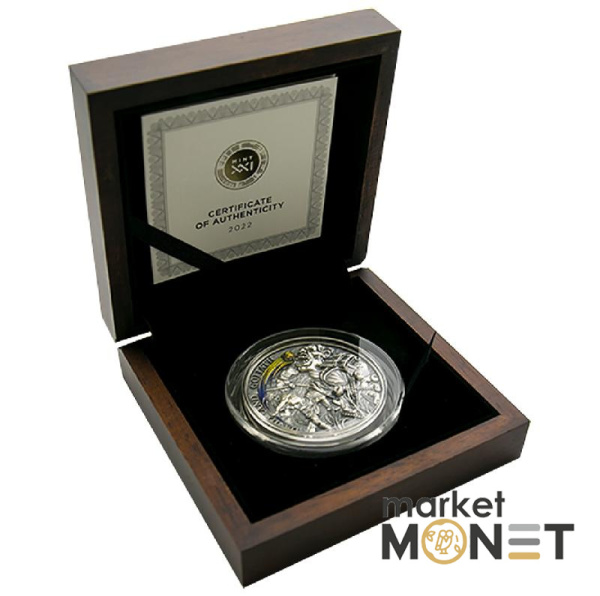 Срібна монета 10 Седі 2022 Гана 999 2 Oz "Давид и Голиаф" DAVID AND GOLIATH  