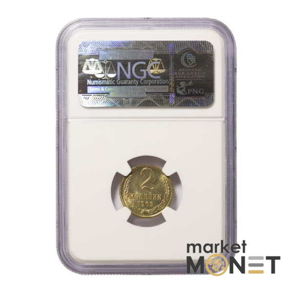 Монета 2 копійки 1969 СРСР в слабі MS 66