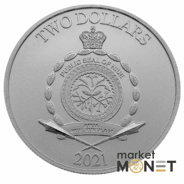 Срібна монета 2 долари 2021 Ніуе 999 1 Oz Шрек