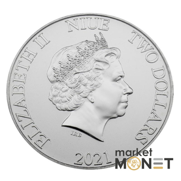 Срібна монета 2 долари 2021 Ніуе 999 1 Oz Черепаха яструб