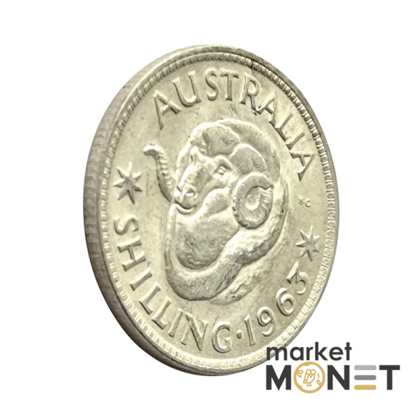 Сріба монета 1 шилінг 1963 рік Австралія 500 5.65 г. Королева Елизавета II