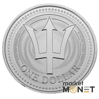 Срібна монета 1 долар 2021 Барбадос 999 1 Oz Тризуб