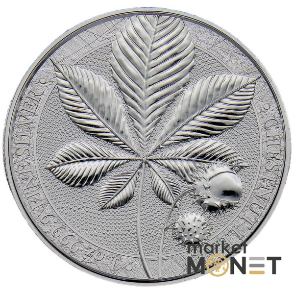 Срібна монета 5 марок 2021 Німеччина 999 1 Oz Каштан