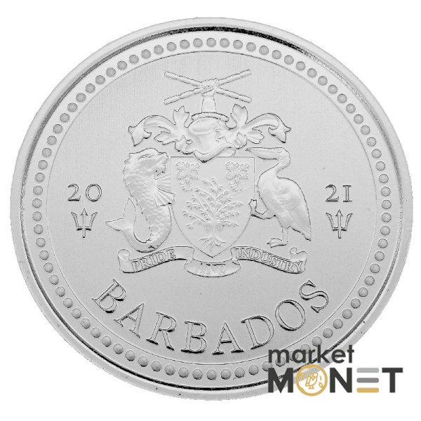 Срібна монета 1 долар 2021 Барбадос 999 1 Oz Тризуб