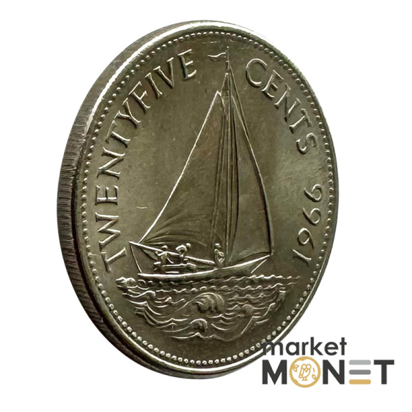 Монета 25 центів 1966 року Багамські острови Королева Єлизавета II