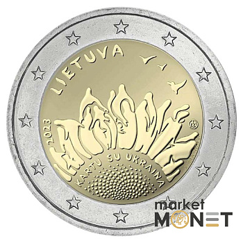 Монета 2 Євро "Kartu su Ukraine" (Разом з Україною) Литва 2023