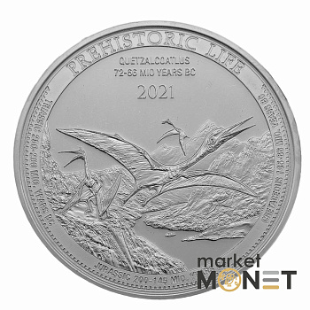 Срібна монета 20 франків 2021 Конго 999 1 Oz Кетцалькоатль