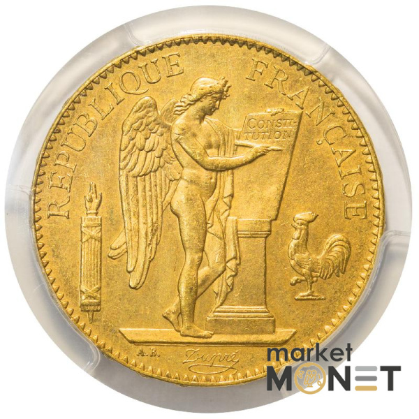 Золота монета 100 франків 1881 Франція в слабі MS 63 Золота монета 100 франків 1881 Франція в слабі MS 63