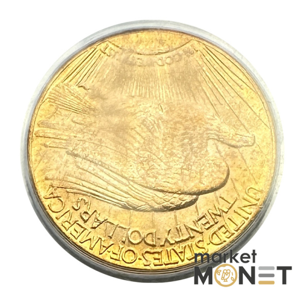 Золота монета 20 доларів 1927 США 900 33.5 г. у слабі MS 64