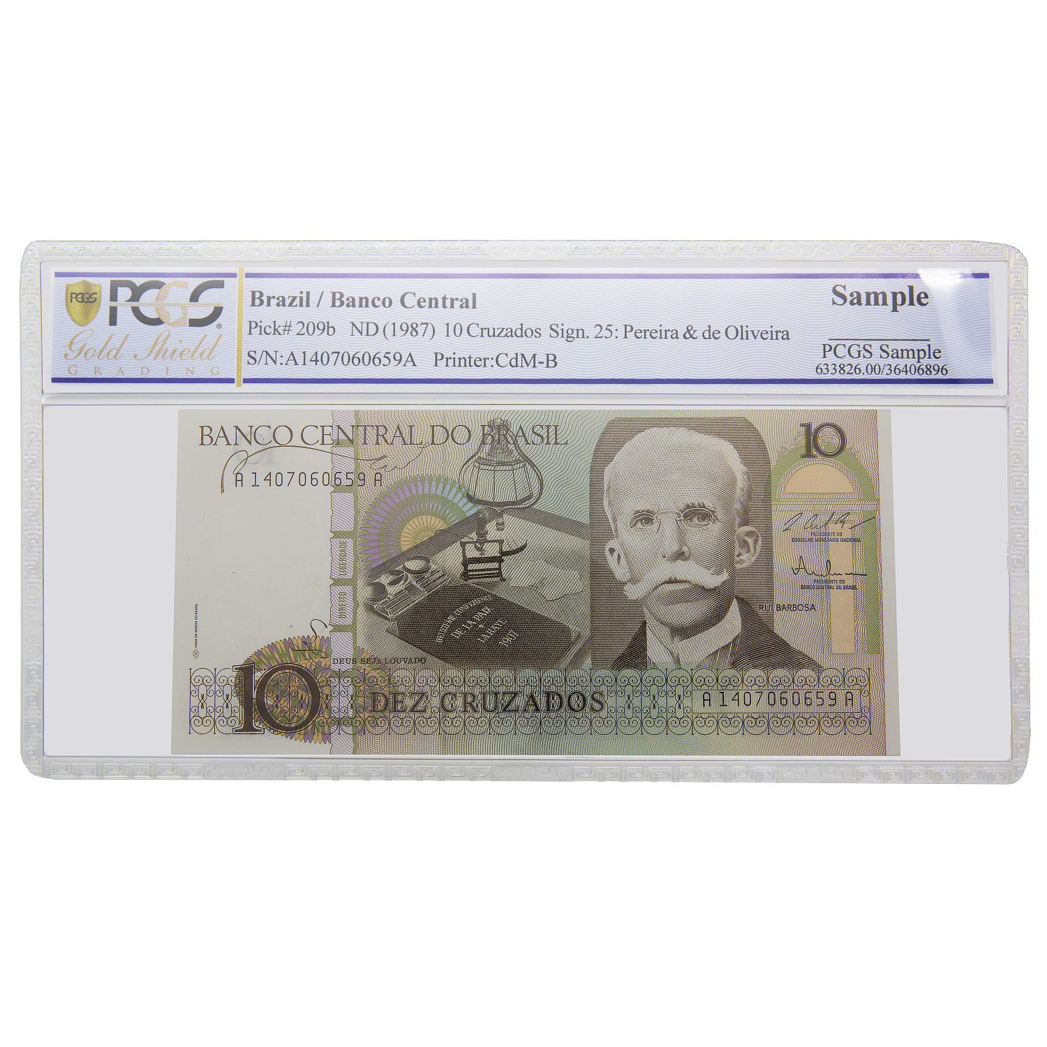 Банкнота 10 крузадо 1987 Бразилія  PCGS