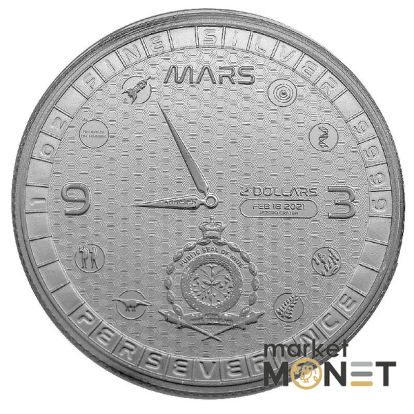 Срібна монета 1 долар 2021 Ніуе 999 1 Oz Марсохід Perseverance