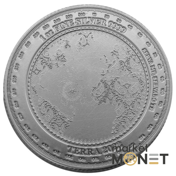 Срібна монета 5 доларів 2022 Токелау 999 1 Oz Terra