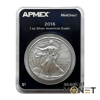 Срібна монета 1oz 2016 США Американський Орел APMEX