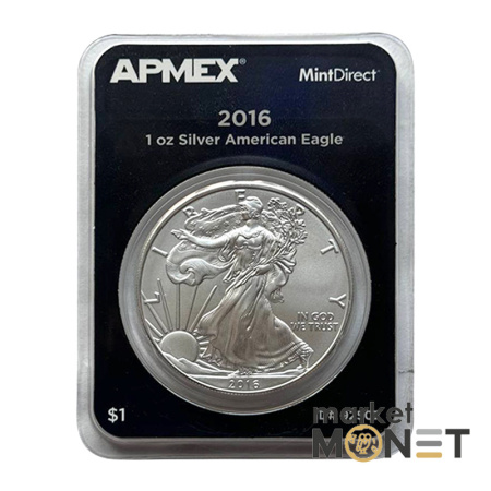 Срібна монета 1oz 2016 США Американський Орел APMEX