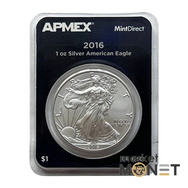 Срібна монета 1oz 2016 США Американський Орел APMEX