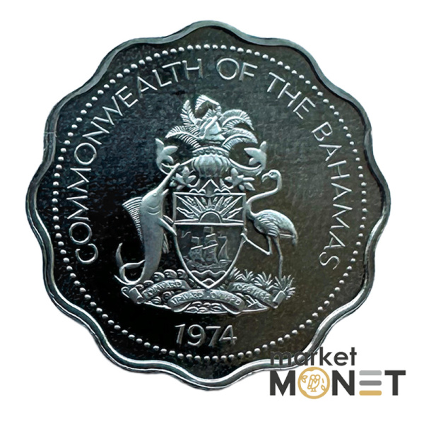 Монета 10 центів 1974 року Багамські острови Королева Єлизавета II 