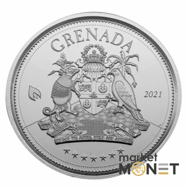 Срібна монета 2 долари 2021 Домініка 999 1 Oz Герб Гренади