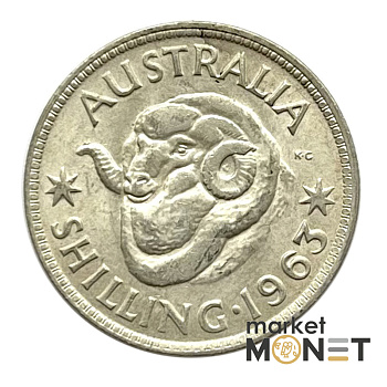 Сріба монета 1 шилінг 1963 рік Австралія 500 5.65 г. Королева Елизавета II