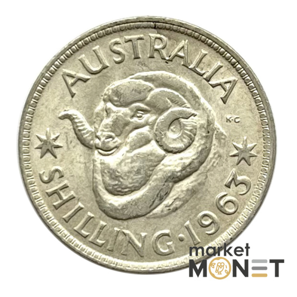 Сріба монета 1 шилінг 1963 рік Австралія 500 5.65 г. Королева Елизавета II