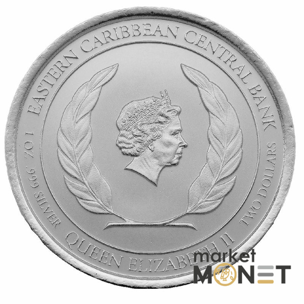 Срібна монета 2 долари 2021 Анґілья 999 1 Oz Вітрильна регата